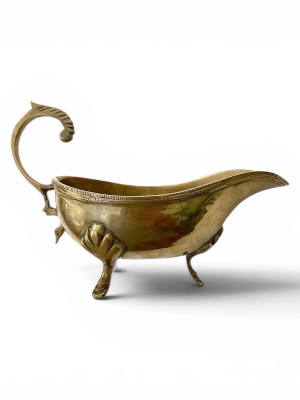 VTG GRAVY BOAT Silver Plated Brass Boat | Antique Sauce Boat |Ornate Table Decor